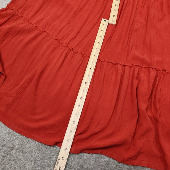 Old Navy Women's Maxi Dress Size XL Red Viscose Tiered Lagenlook Modest Stylish - Picture 8 of 8